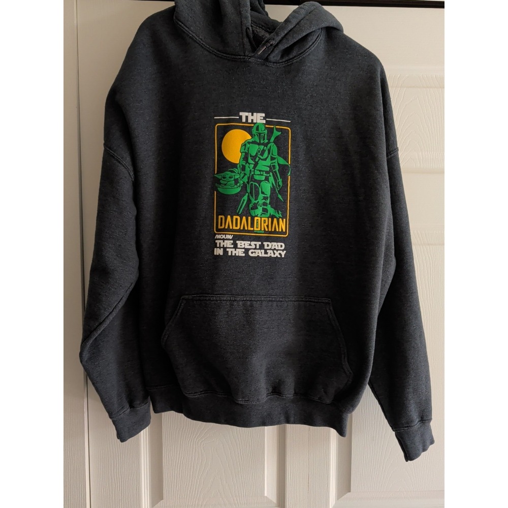 Gildan Dadalorian Star Wars Hoodie Mens 2XL Charcoal Gray Best Dad In The Galaxy